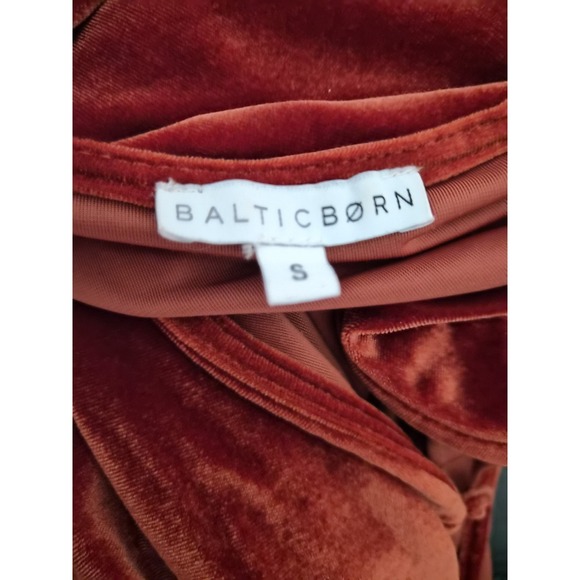Baltic Born Velvet Wrap Maxi Dress Rust Burnt Orange Flutter Sleeve Size S - Picture 10 of 10